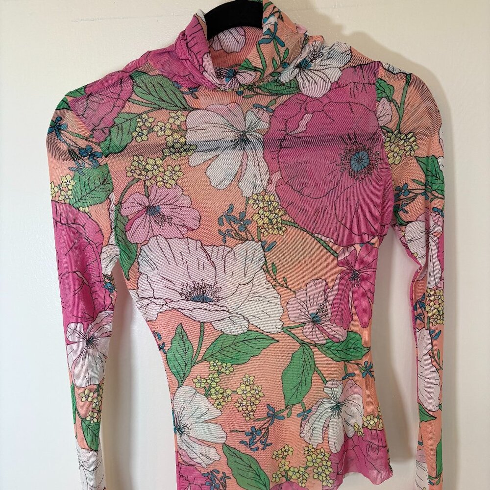 Sheer Floral Turtleneck- Size Small